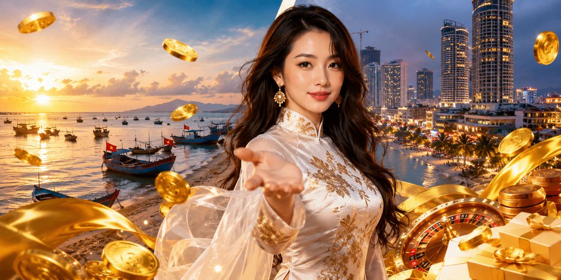 Người phụ nữ mặc áo dài tại Mũi Né tham gia cá cược trực tuyến qua điện thoại bên bờ biển